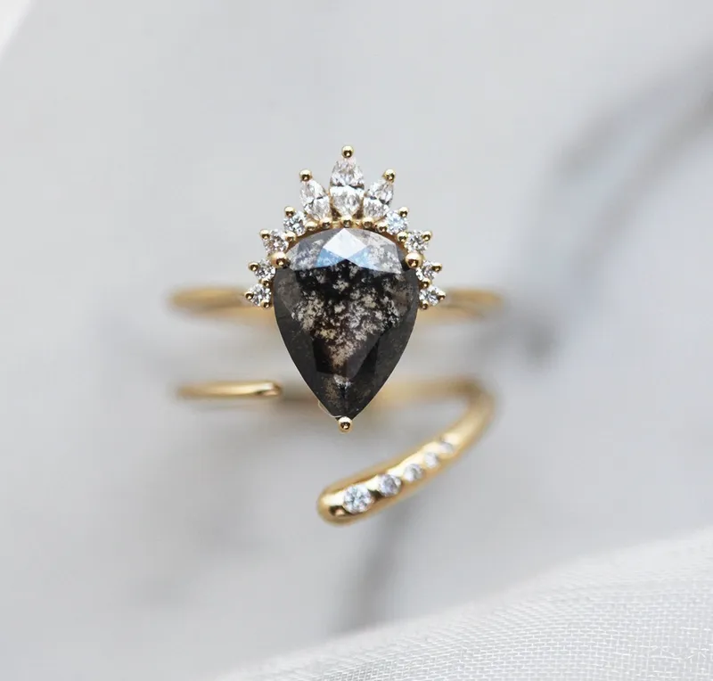 Payton Salt Pepper Diamond Ring Set view 3