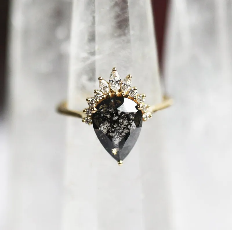 Payton Salt Pepper Diamond Ring Set view 4