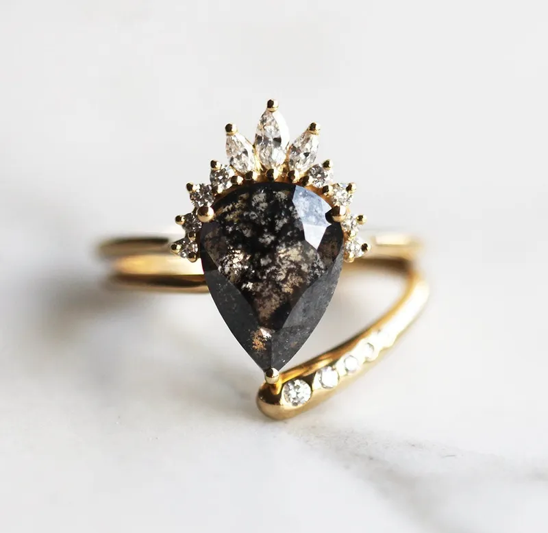 Payton Salt Pepper Diamond Ring Set view 5