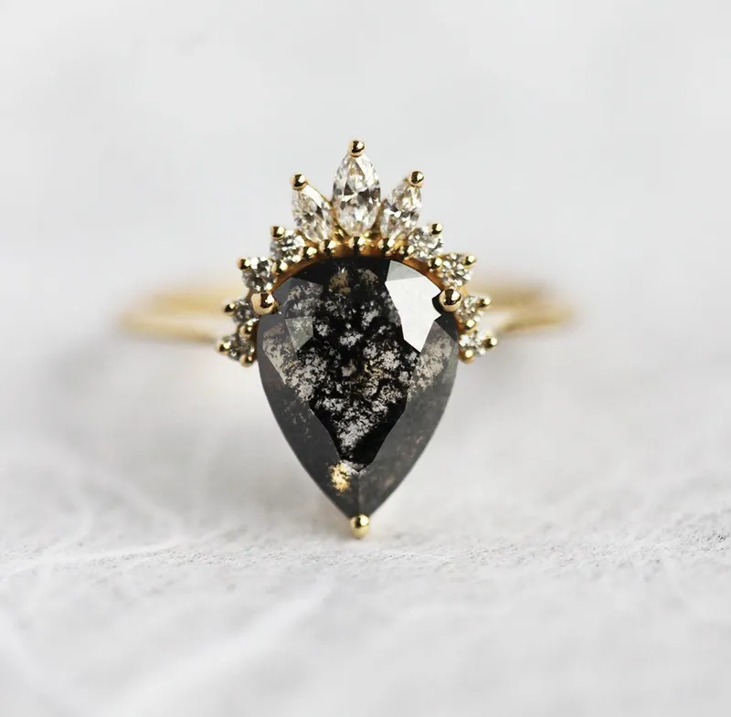 Payton Salt Pepper Diamond Ring Set view 6