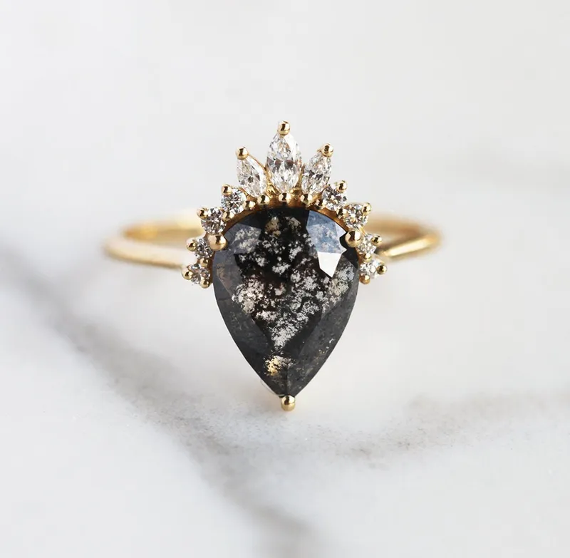 Payton Salt Pepper Diamond Ring Set view 8