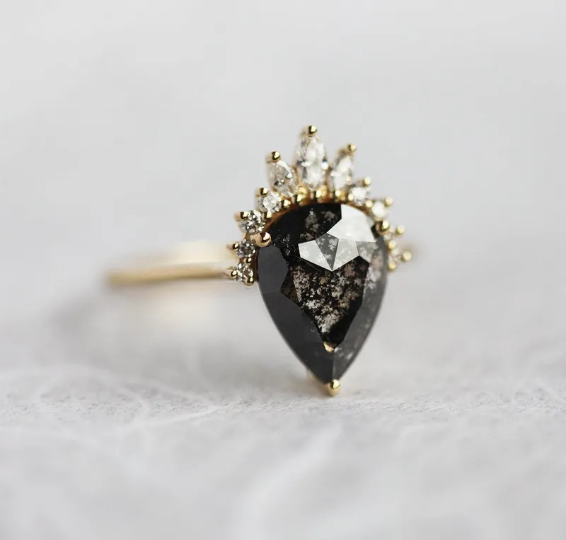 Payton Salt Pepper Diamond Ring Set view 9