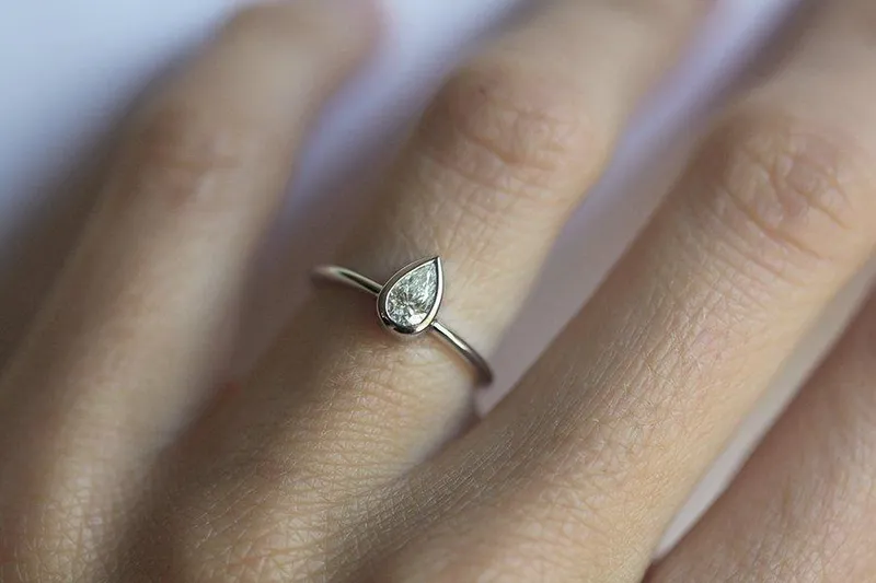 Pear Diamond Bezel Engagement Ring vy 2
