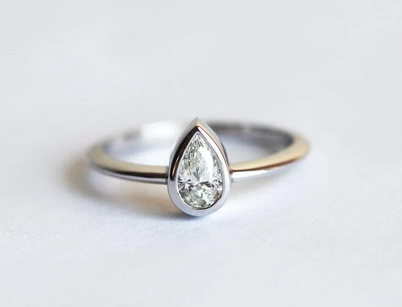 Pear Diamond Bezel Engagement Ring vy 3