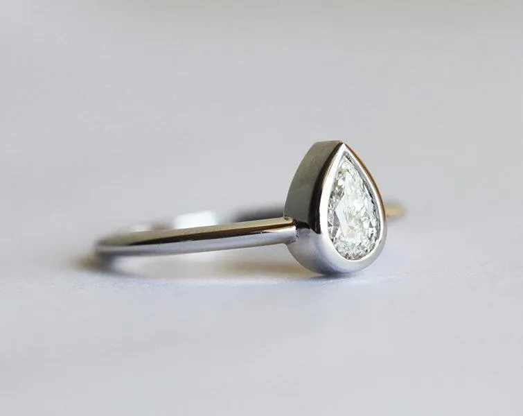 Pear Diamond Bezel Engagement Ring vy 4