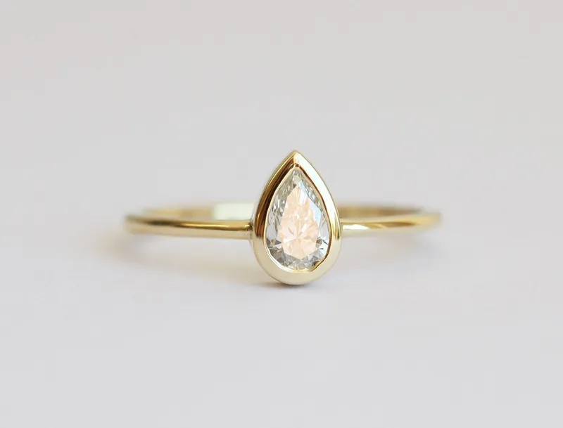 Pear Diamond Bezel Engagement Solitaire Ring vy 4