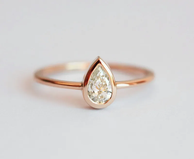 Pear Diamond Bezel Engagement Solitaire Ring vy 6