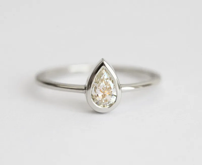 Pear Diamond Bezel Engagement Solitaire Ring vy 7