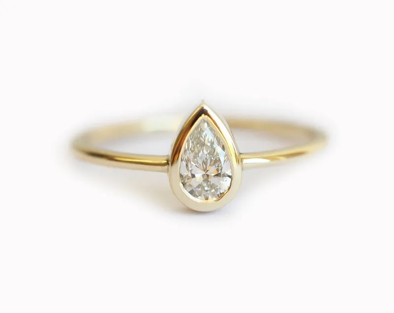 Pear Diamond Bezel Engagement Solitaire Ring diamond pear cut engagement ring