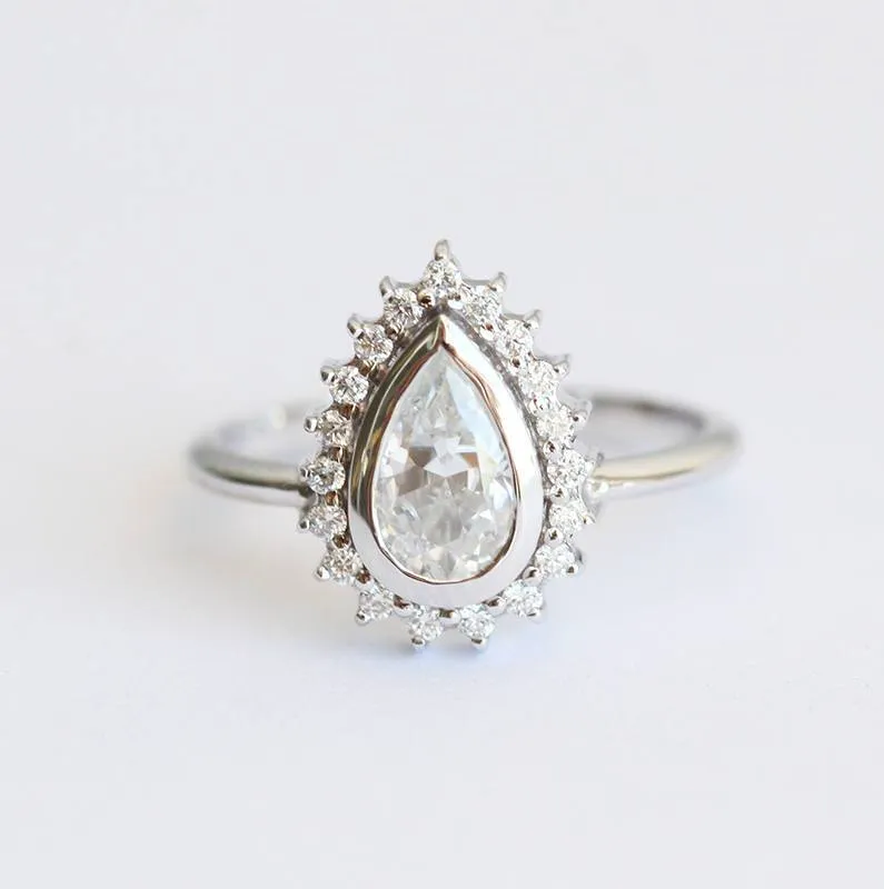 PEAR DIAMOND RING, PEAR MOISSANITE RING vy 4