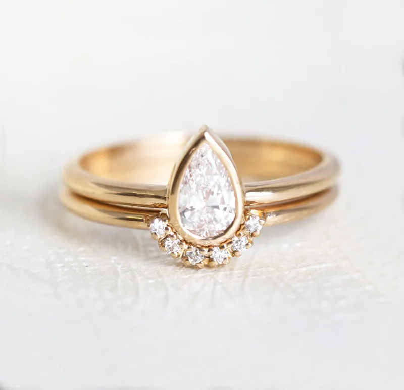 Pear Diamond Ring Set, Pear Cut Diamond Ring diamond pear cut engagement ring
