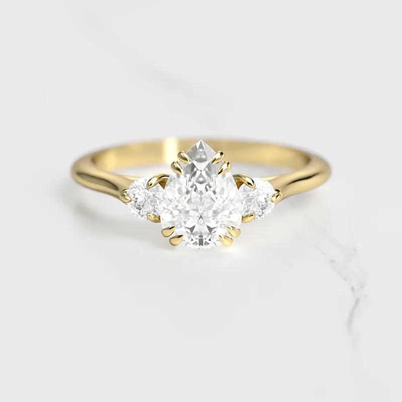 Pear Diamond Ring With Accent Stones pear cut engagement ring