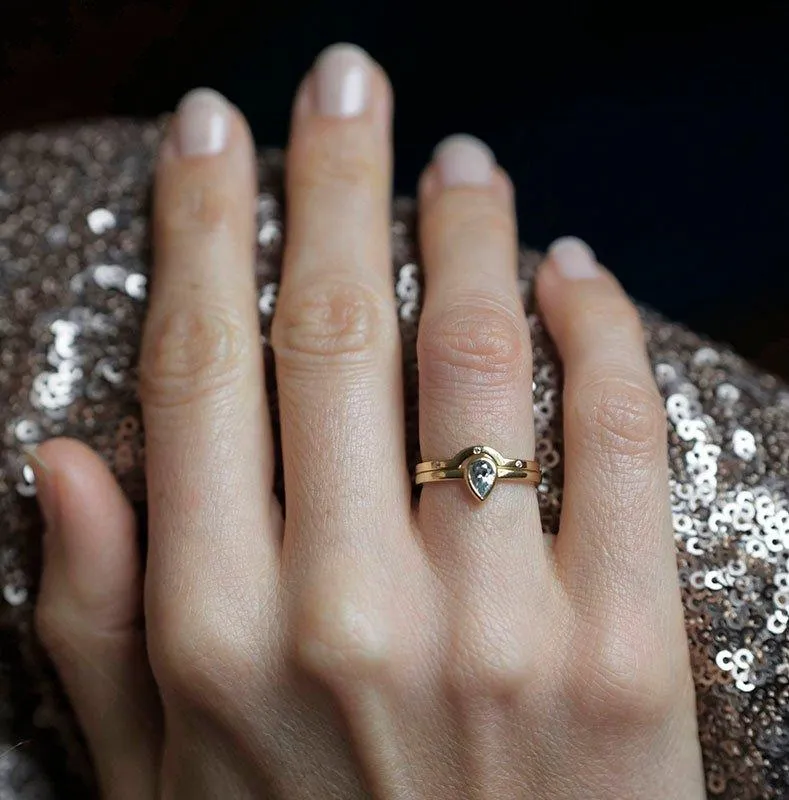Pear Diamond Wedding Set, Eternity Ring Set diamond pear cut engagement ring