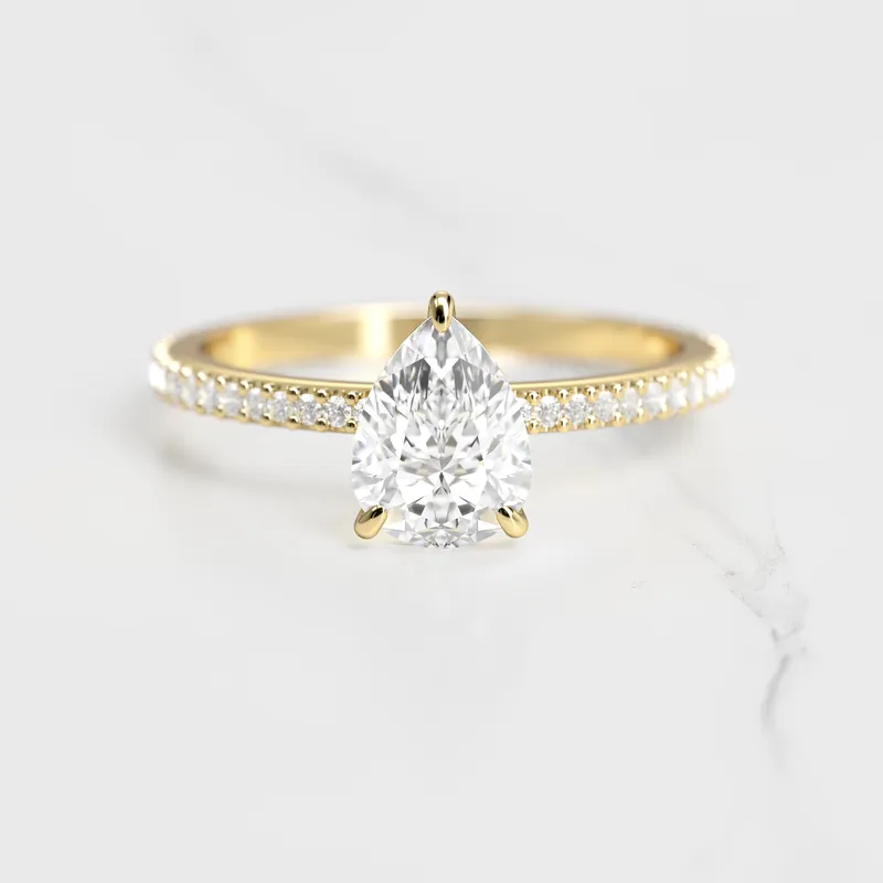 PEAR FULL PAVE DIAMOND RING pear cut engagement ring