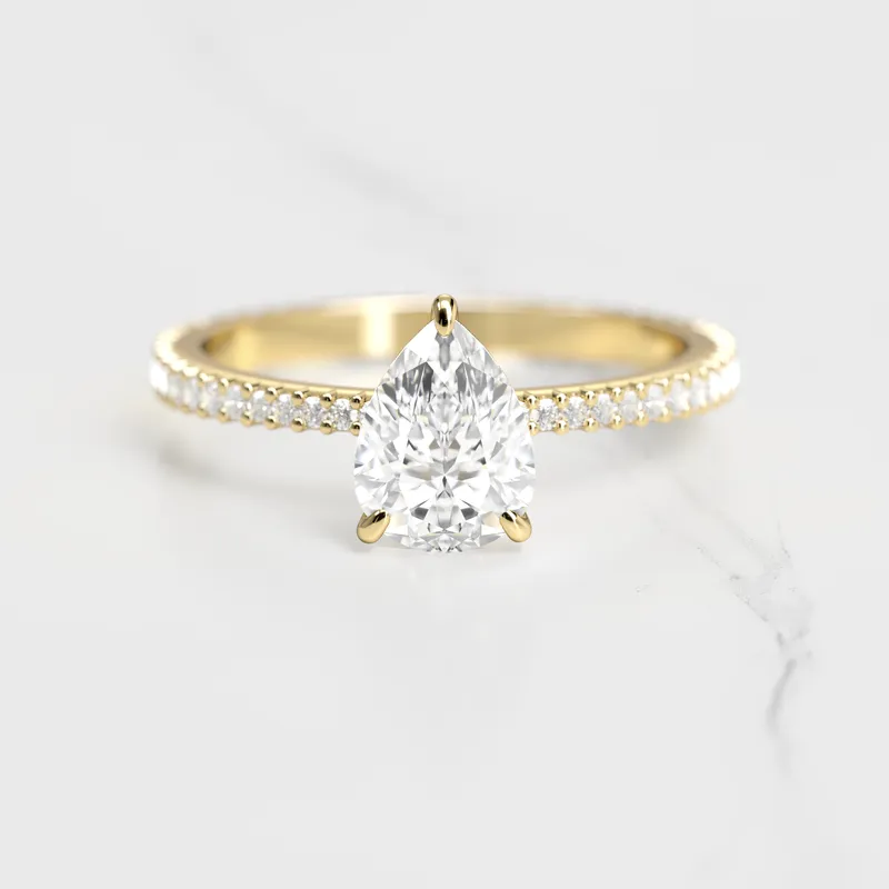 PEAR FULL PAVE TAPERED DIAMOND RING vy 4