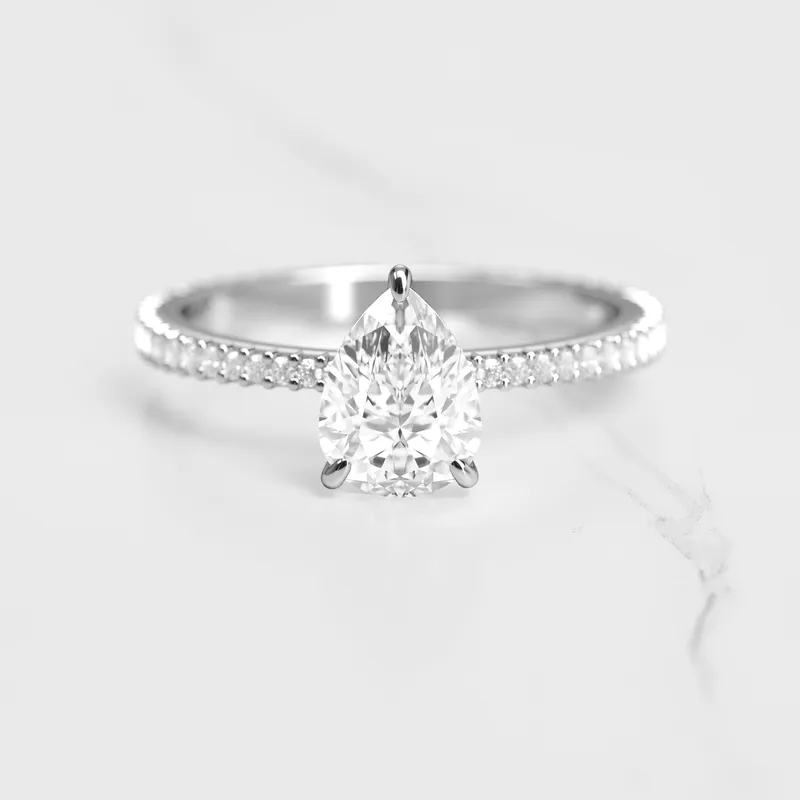 PEAR FULL PAVE TAPERED DIAMOND RING vy 6