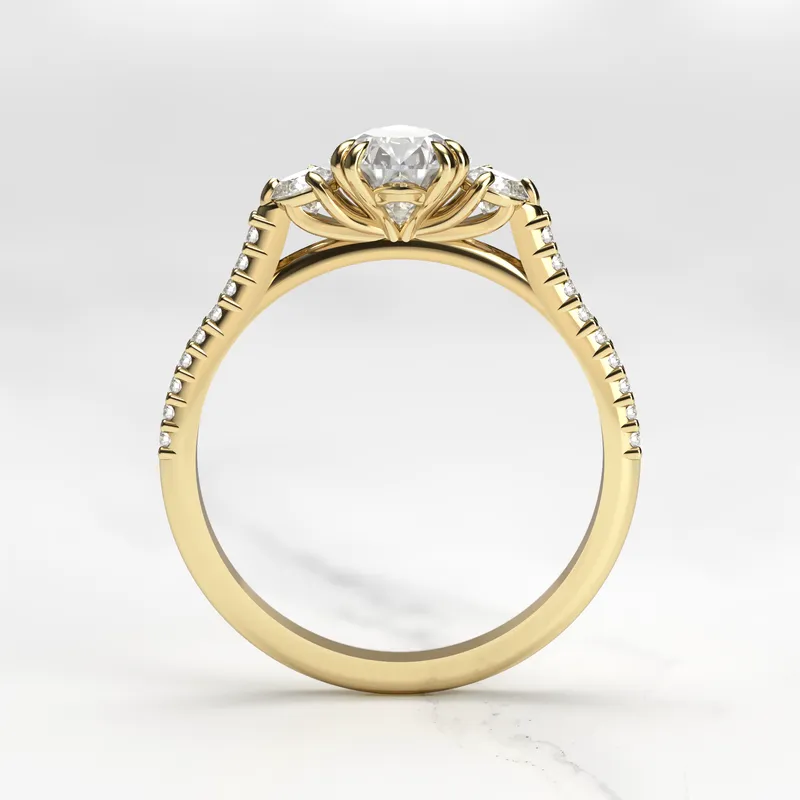 PEAR HALF PAVE DIAMOND RING WITH ACCENT STONES view 10