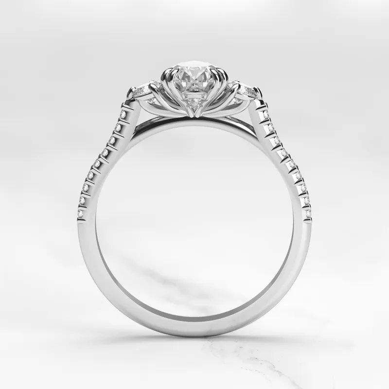 PEAR HALF PAVE DIAMOND RING WITH ACCENT STONES view 12