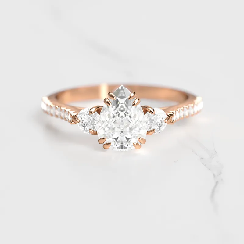 PEAR HALF PAVE DIAMOND RING WITH ACCENT STONES view 5