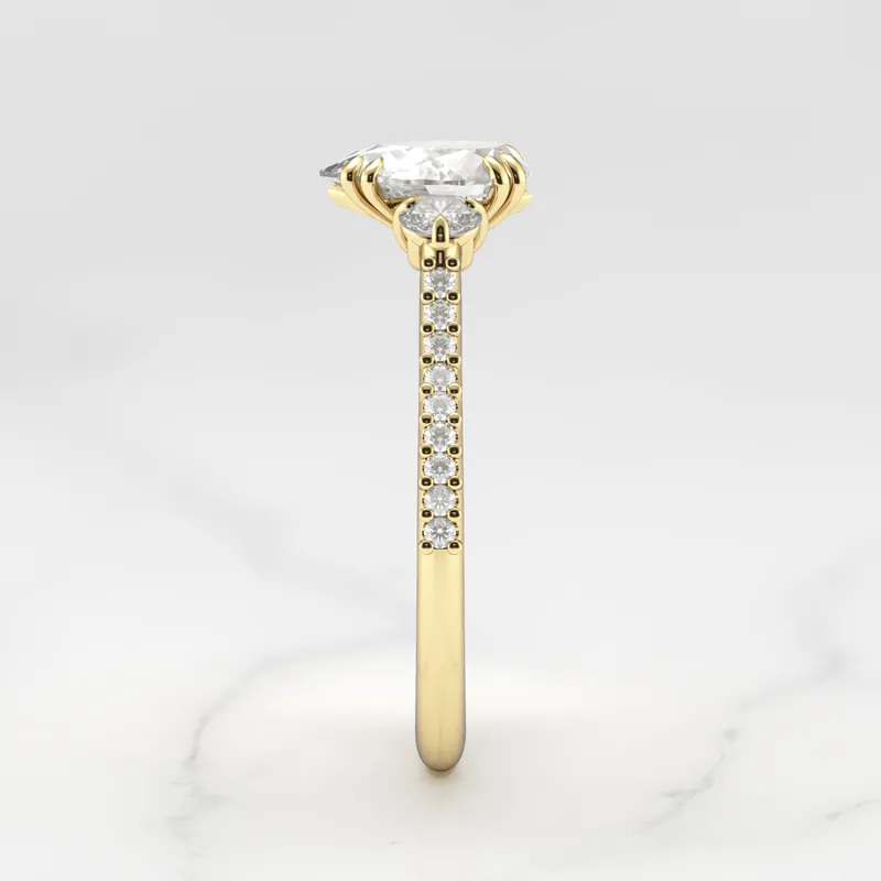 PEAR HALF PAVE DIAMOND RING WITH ACCENT STONES view 7
