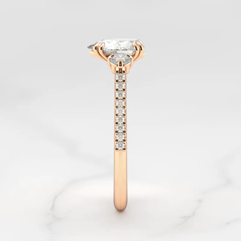 PEAR HALF PAVE DIAMOND RING WITH ACCENT STONES view 8