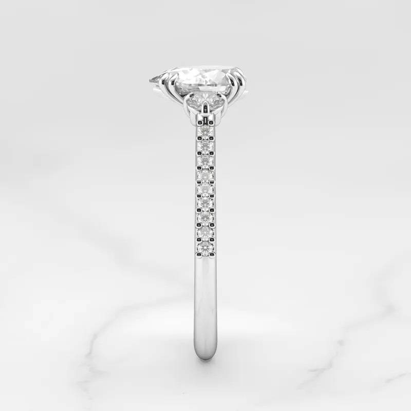 PEAR HALF PAVE DIAMOND RING WITH ACCENT STONES view 9