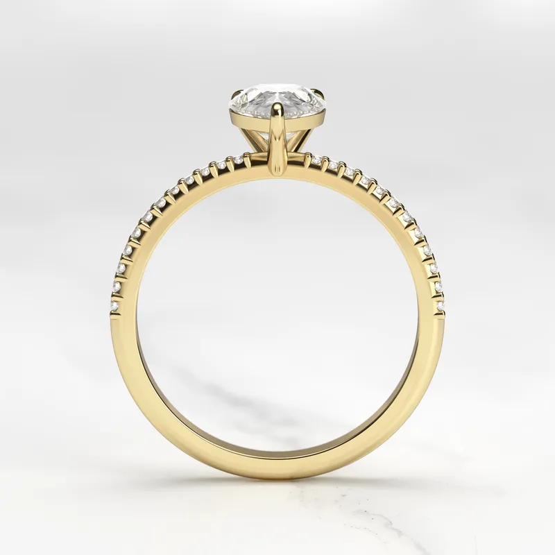 PEAR HALF PAVE TAPERED DIAMOND RING view 10