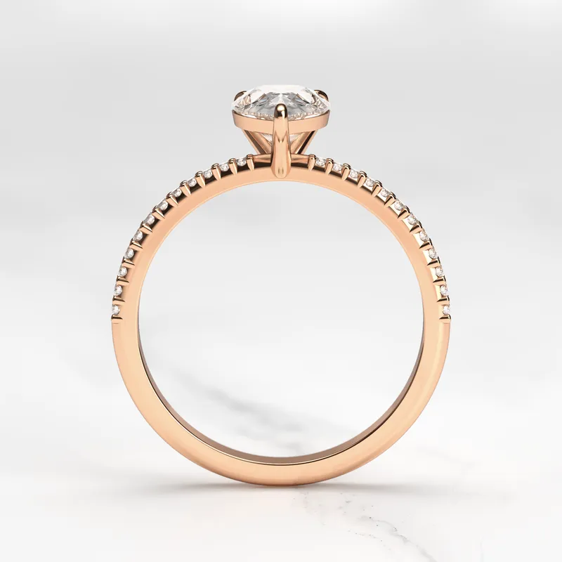 PEAR HALF PAVE TAPERED DIAMOND RING view 11