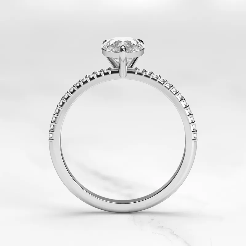 PEAR HALF PAVE TAPERED DIAMOND RING view 12