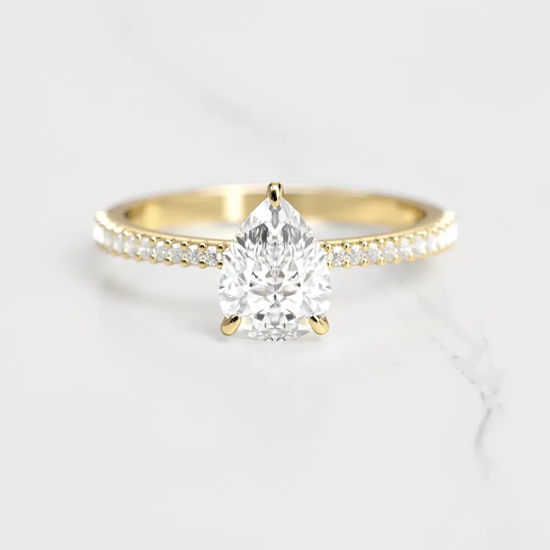 PEAR HALF PAVE TAPERED DIAMOND RING view 4