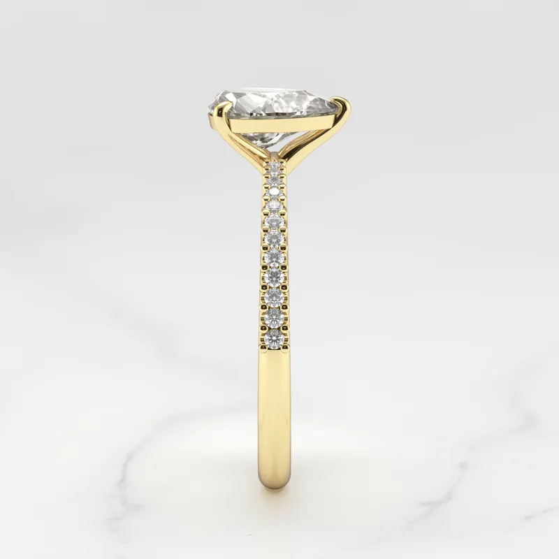 PEAR HALF PAVE TAPERED DIAMOND RING view 7