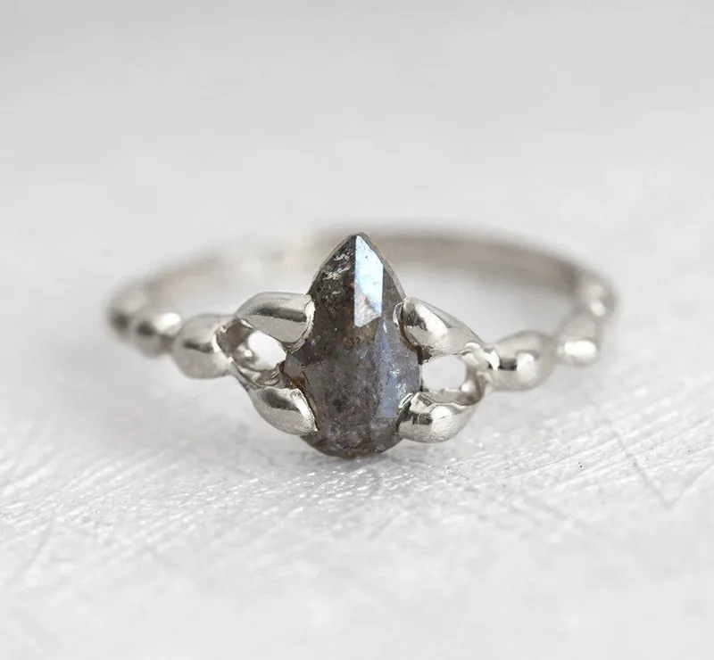 PEAR ROSE CUT DIAMOND RING, RAW GOLD ENGAGEMENT RING WITH PEAR CUT DIAMOND vy 7