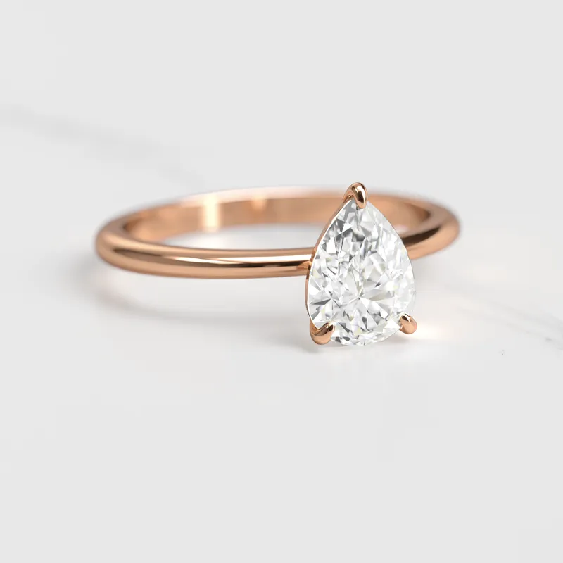 Pear Tapered Solitaire Diamond Ring vy 2