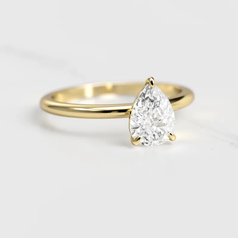 Pear Tapered Solitaire Diamond Ring view 4
