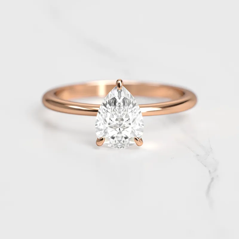 Pear Tapered Solitaire Diamond Ring vy 5