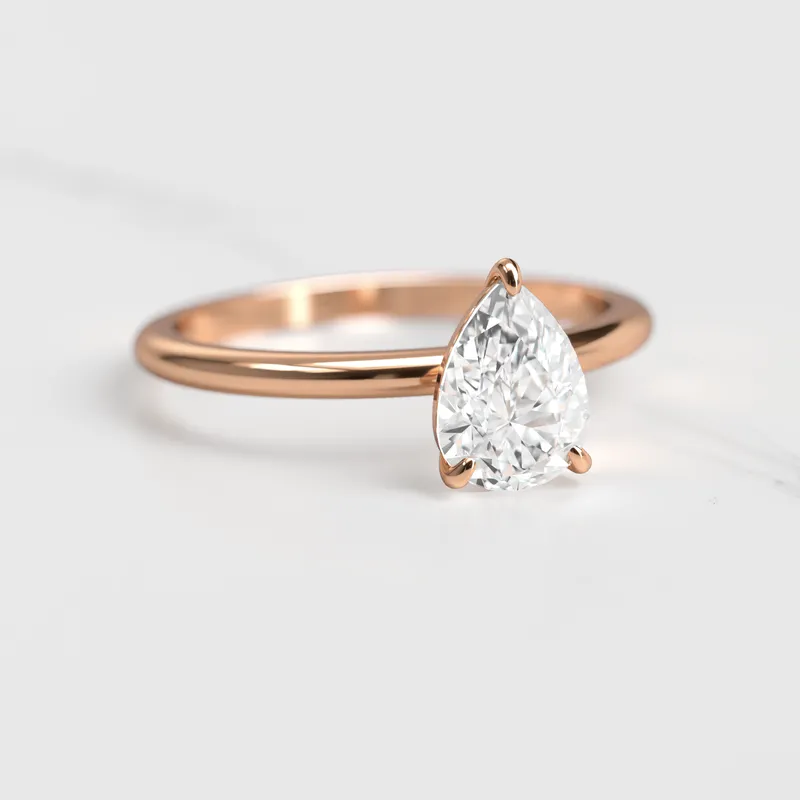 Pear Tapered Solitaire Diamond Ring view 5