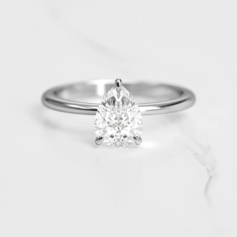 Pear Tapered Solitaire Diamond Ring vy 6