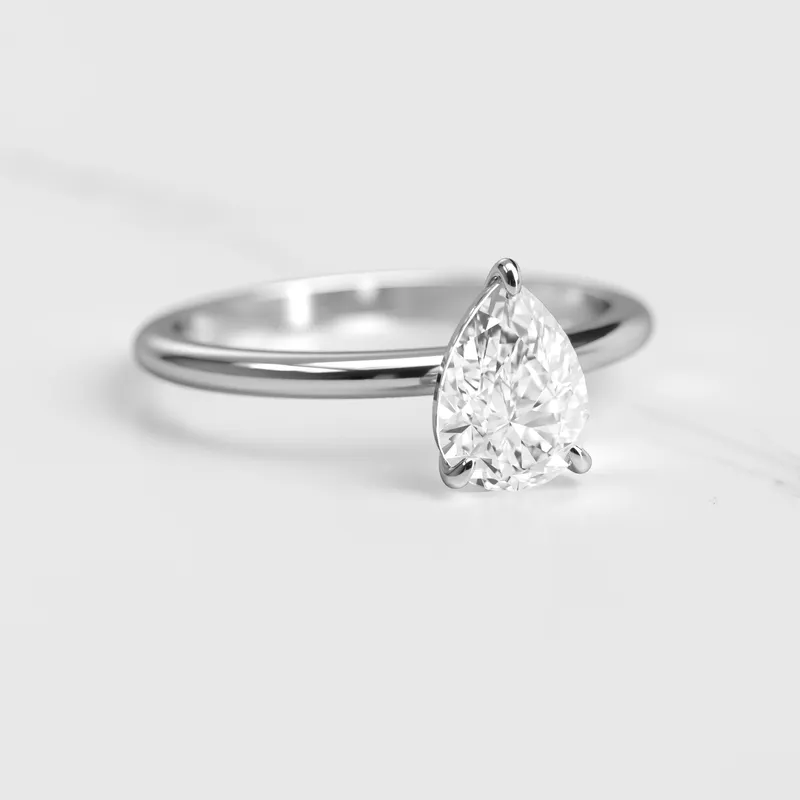 Pear Tapered Solitaire Diamond Ring view 6
