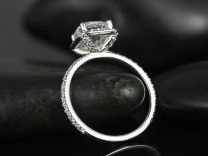 SALE 1.70ct Ready to Ship Pernella 7mm 14kt White Gold FB Moissanite Diamond Cushion Halo Ring vy 5