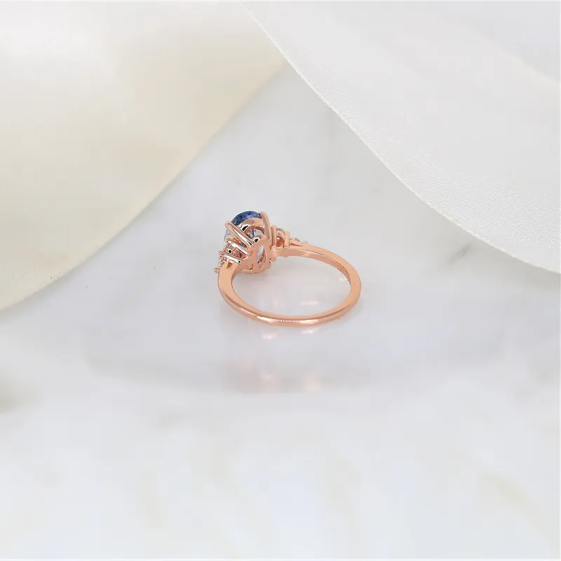 2.16ct Ready to Ship Petite Thea 14kt Rose Gold Lavender Cornflower Sapphire Diamond Cluster Ring view 7