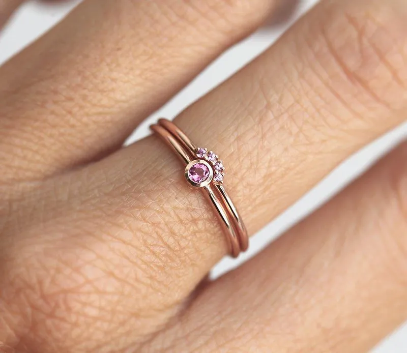 Pink Tourmaline & Pink Sapphire Ring Set view 2