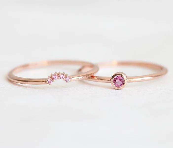Pink Tourmaline & Pink Sapphire Ring Set view 3