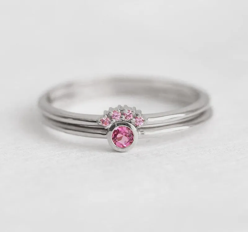 Pink Tourmaline & Pink Sapphire Ring Set view 6