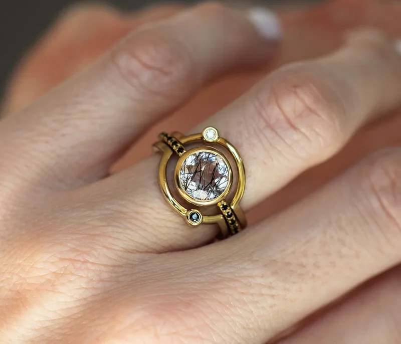 Planet Ring, Saturn Ring, Statement Celestial Set vy 2