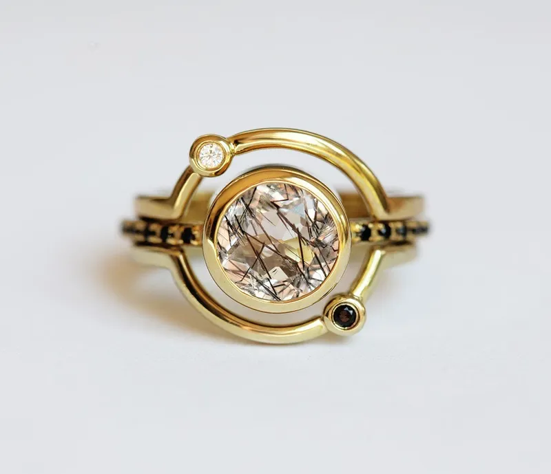 Planet Ring, Saturn Ring, Statement Celestial Set vy 5