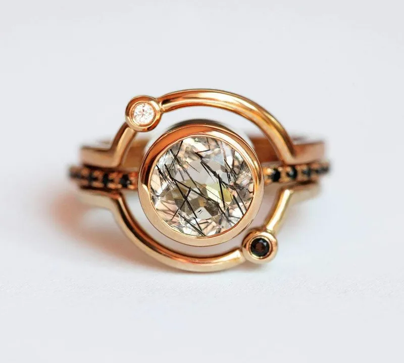 Planet Ring, Saturn Ring, Statement Celestial Set vy 9