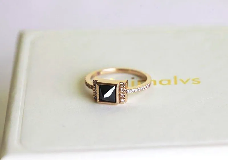 PRINCESS-CUT BLACK DIAMOND RING WITH WHITE DIAMOND ACCENTS view 8
