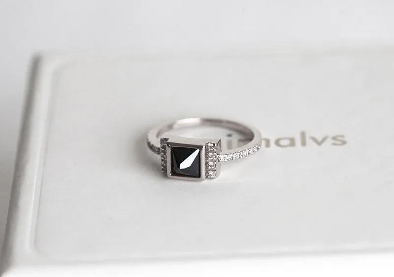 PRINCESS-CUT BLACK DIAMOND RING WITH WHITE DIAMOND ACCENTS view 9