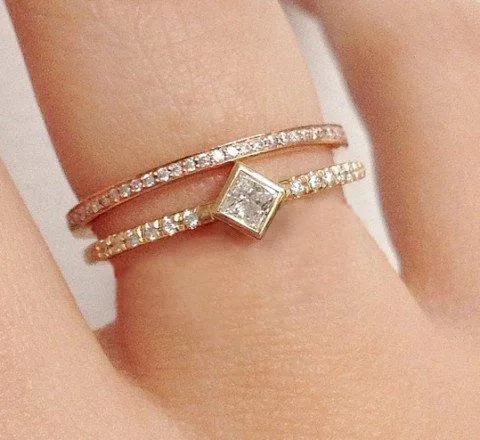 Princess Cut Solitaire Bezel Set Diamond Engagement Ring view 5