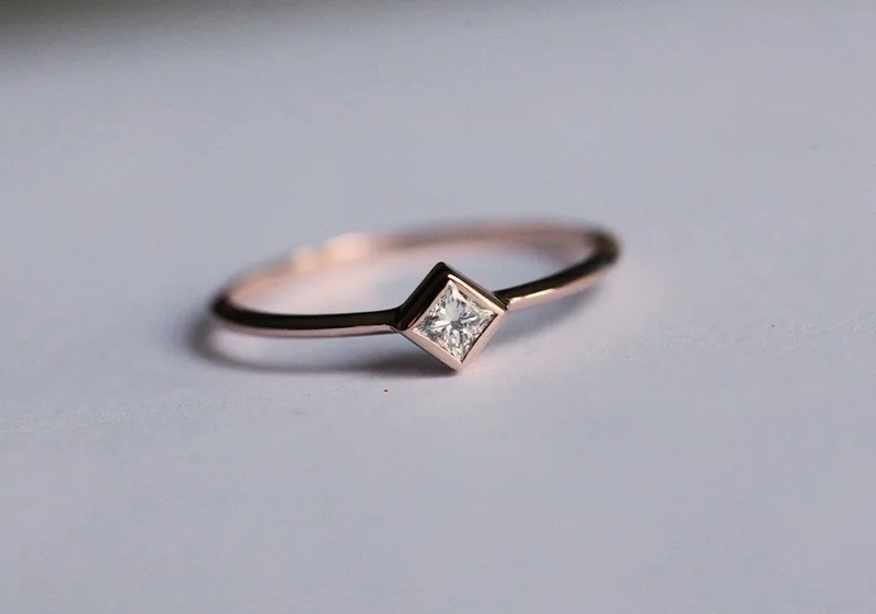 Princess Diamond Solitaire Ring Set In Gold vy 2